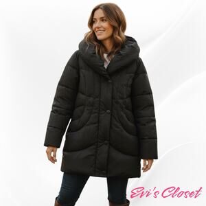 Larry Levine Black Puffer Quilt Coat Down Waterfowl Feathers Down Sz XL